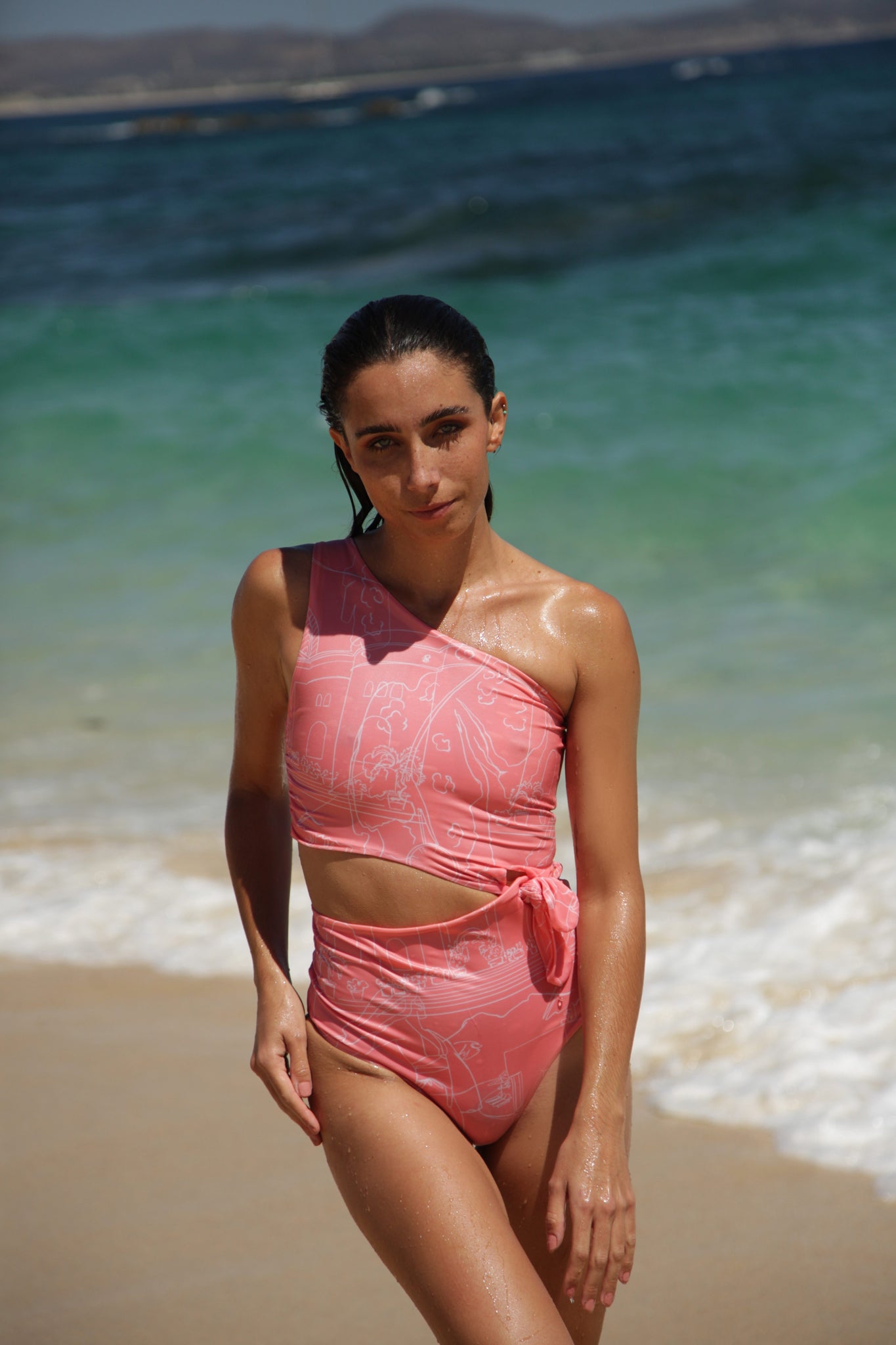 ONE PIECE CORAL SILHOUETTE CUT OUT