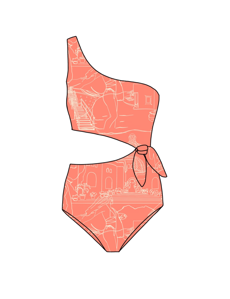 ONE PIECE CORAL SILHOUETTE CUT OUT